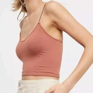 Free People Intimately Rose Copper Skinny Strap Seamless Cropped Cami Tank Top